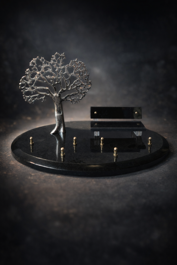Plaque granit arbre de vie et banc
