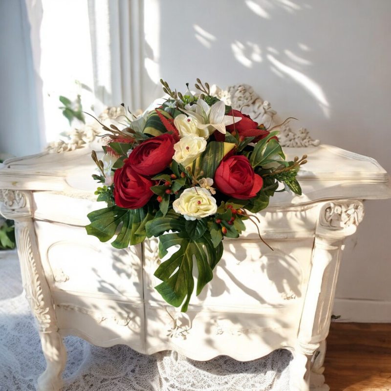 Coupe lys bouton renoncule hypericum Crème Ro