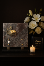 Plaque granit rose en bronze