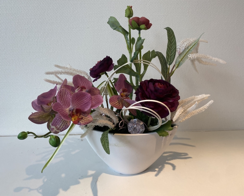 Coupe ovale renoncule orchidée couleur lavand